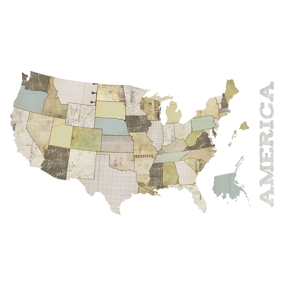 Patton Wallcoverings P21003D US Map Decal